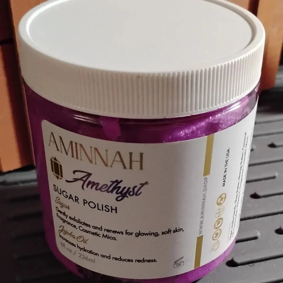 New Aminnah Amethyst Sugar body polish exfoliant scrub 8 oz - Picture 2 of 2